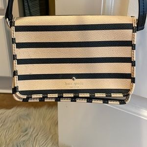 Very used Kate Spade purse tan and black stripes - super small